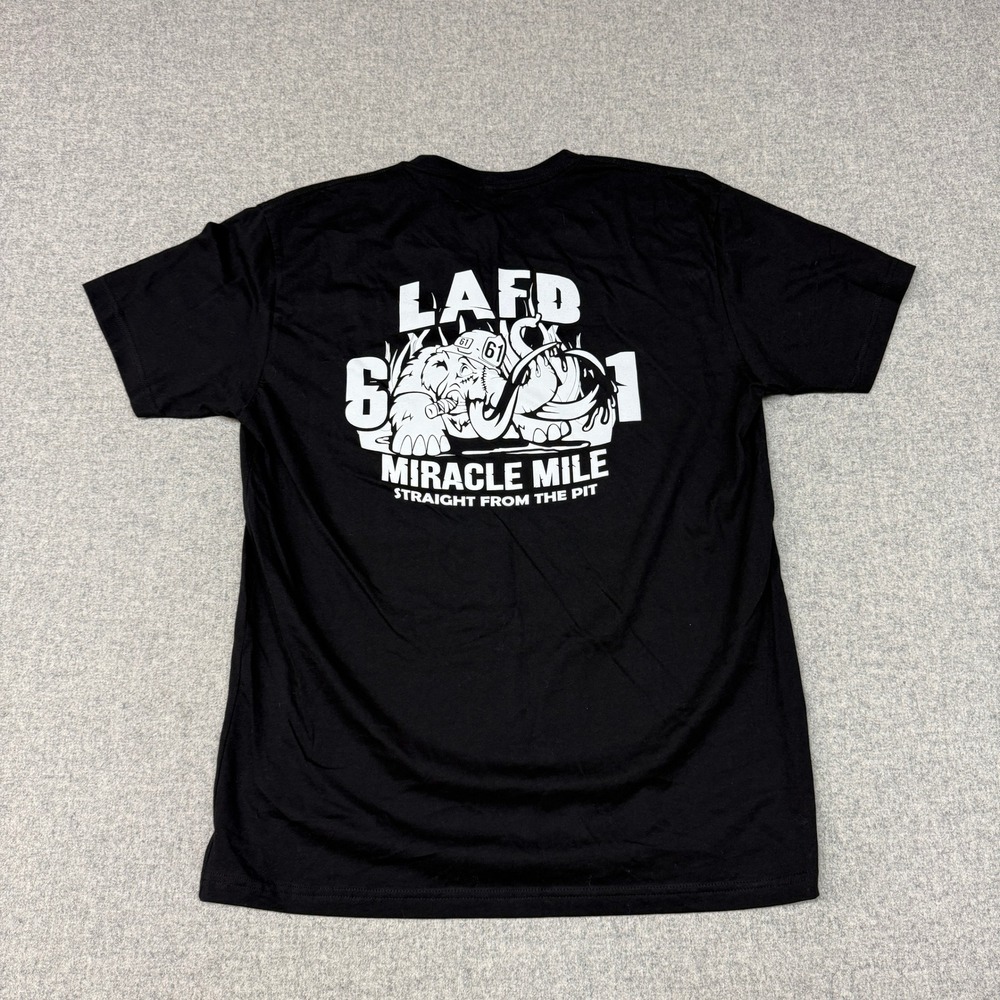 Next Level Apparel LAFD Station 61 Miracle Mile T-Shirt XL Black V-Neck Graphic